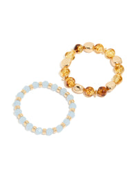 Blue & Brown Beaded Stretch Bracelets 2-Pack - link has visual effect only