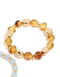 Blue & Brown Beaded Stretch Bracelets 2-Pack - link has visual effect only