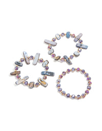 Gold Purple & Blue Beaded Stretch Bracelets 3-Pack - link has visual effect only