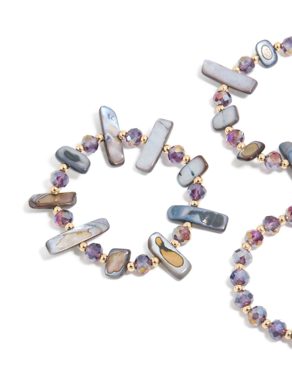 Gold Purple & Blue Beaded Stretch Bracelets 3-Pack