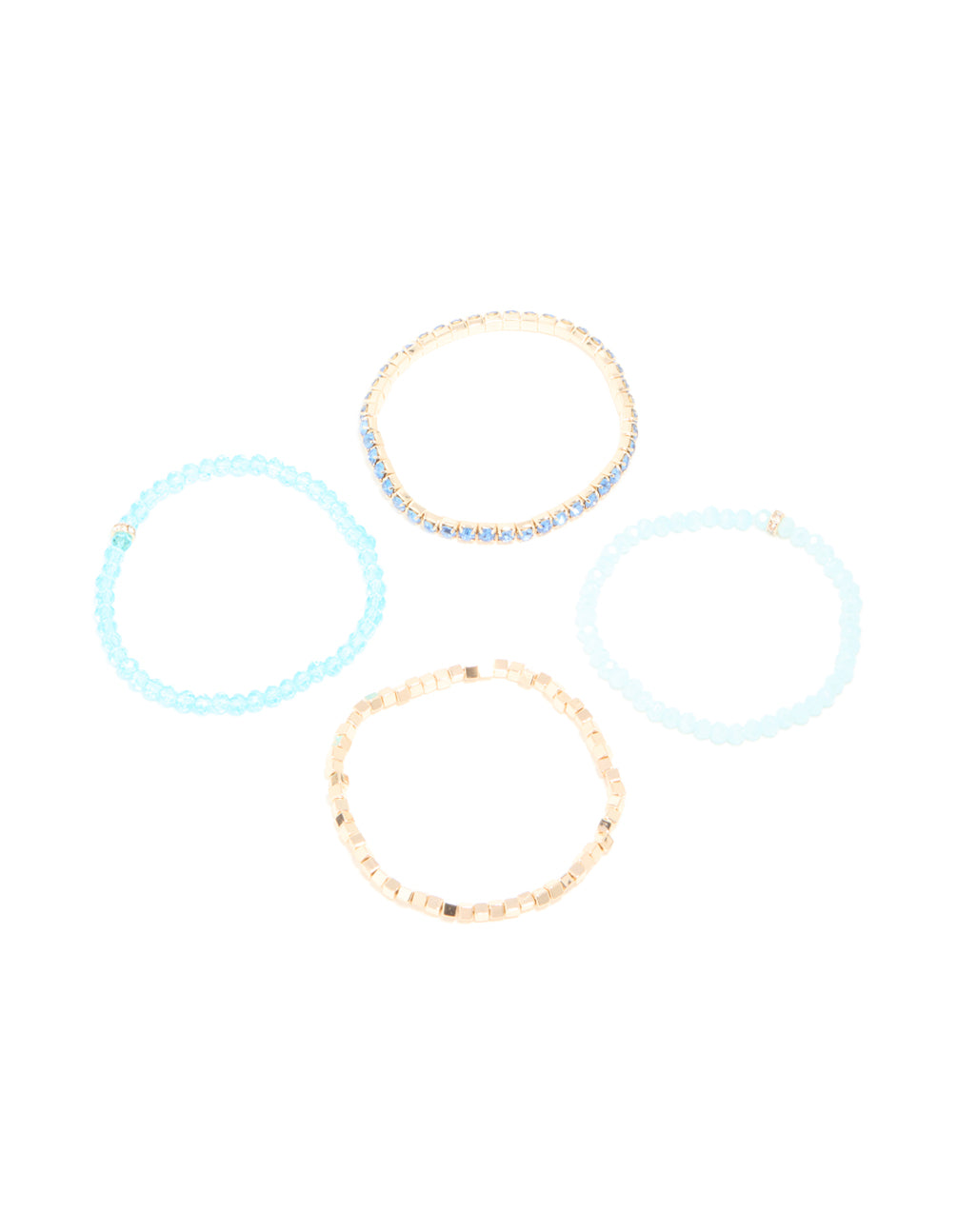 Gold & Blue Beaded Stretch Bracelets 4-Pack
