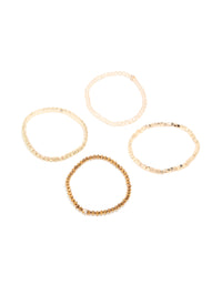 Gold Multicoloured Facet Beaded Stretch Bracelets 4-Pack - link has visual effect only