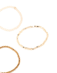 Gold Multicoloured Facet Beaded Stretch Bracelets 4-Pack - link has visual effect only