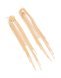 Featuring gold diamante round tassel drop earrings with statement style front - link has visual effect only