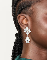 Silver Diamante Floral & Single Drop Earrings - link has visual effect only