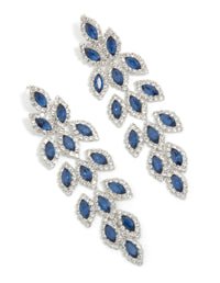 Silver Blue Diamantes Gleaming Pears Drop Earrings - link has visual effect only
