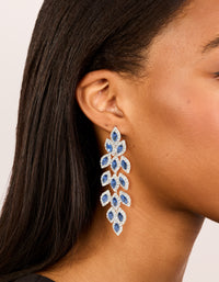 Silver Blue Diamantes Gleaming Pears Drop Earrings - link has visual effect only