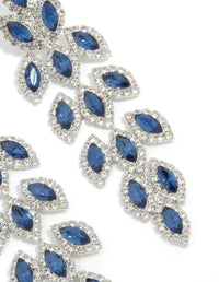 Silver Blue Diamantes Gleaming Pears Drop Earrings - link has visual effect only