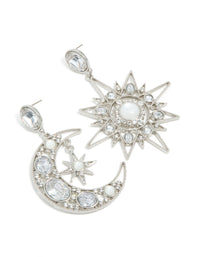 Silver Diamante Statement Star & Moon Earrings - link has visual effect only