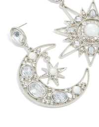 Silver Diamante Statement Star & Moon Earrings - link has visual effect only