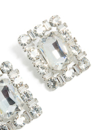 Silver Diamante Fancy Square Stud Earrings - link has visual effect only