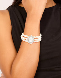 Silver Diamante & Pearl Layered Bracelet - link has visual effect only
