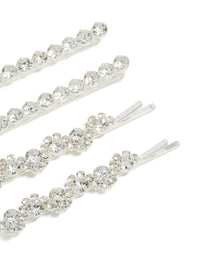 Silver Diamantes Hair Clips 4-Pack - link has visual effect only