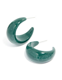 Forest Green Wide Marbled Hoop Earrings - link has visual effect only