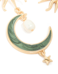 Gold Green Marbled Celestial Drop Earrings - link has visual effect only