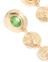 Gold Swirl & Green Diamante Drop Earrings - link has visual effect only