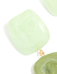 Light & Dark Green Acrylic Double Square Drop Earrings - link has visual effect only