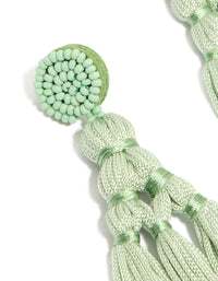 Light Green Fabric Tassel Drop Earrings - link has visual effect only
