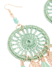 Aqua Feather Dreamcatcher Drop Earrings - link has visual effect only