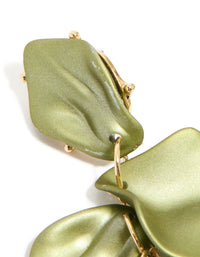 Green Coated Metal Multi Petal Drop Earrings - link has visual effect only