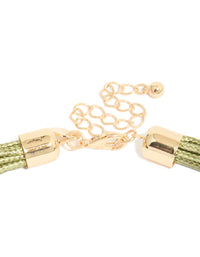 Gold Beaded & Green Corded Layered Necklace - link has visual effect only