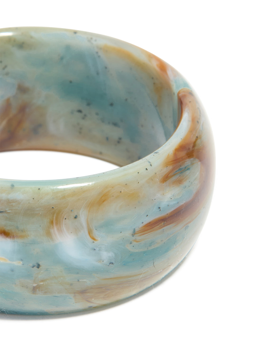 Light Blue & Brown Marbled Acrylic Thick Bangle