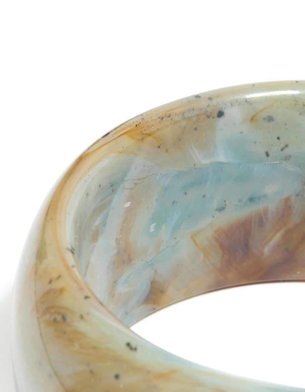 Light Blue & Brown Marbled Acrylic Thick Bangle