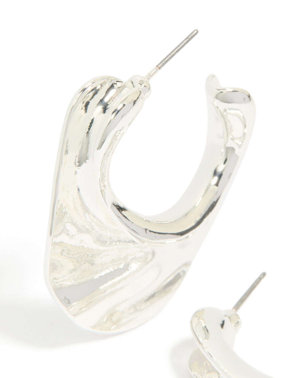 Silver Textured Hoop Earrings