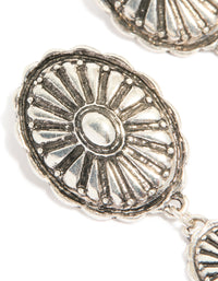 Antique Silver Textured Circle & Heart Drop Earrings - link has visual effect only