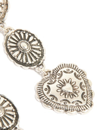 Antique Silver Textured Circle & Heart Drop Earrings - link has visual effect only