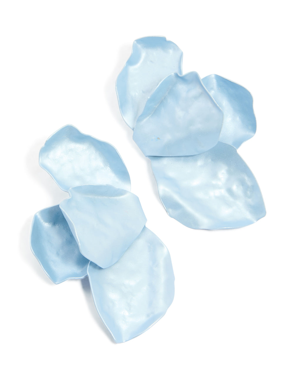Light Blue Coated Metal Flower Petal Drop Earrings