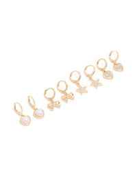 Kids Gold Diamante Butterfly Huggie Earrings 4-Pack - link has visual effect only