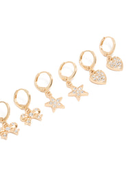 Kids Gold Diamante Butterfly Huggie Earrings 4-Pack - link has visual effect only