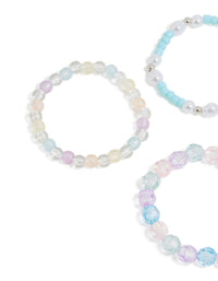 Kids Beaded Pearl Shell Stretch Bracelets 5-Pack - link has visual effect only