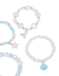 Kids Beaded Pearl Shell Stretch Bracelets 5-Pack - link has visual effect only