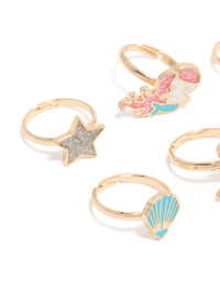 Kids Gold Mermaid & Sea Rings 6-Pack - link has visual effect only