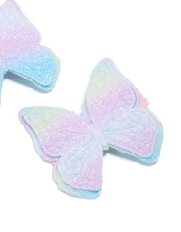 Kids Blue Green Purple Ombre Fabric Butterfly Clips 2-Pack - link has visual effect only