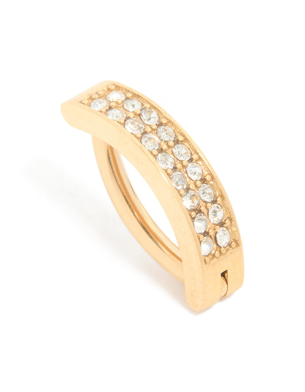 Gold Plated Surgical Steel Diamante Cluster Curved Belly Ring