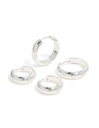 Waterproof Stainless Steel Thick Large & Mini Hoop Earrings 2-Pack - link has visual effect only