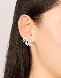 Waterproof Stainless Steel Basic, Pavé & Plain Huggie Earrings 3-Pack - link has visual effect only