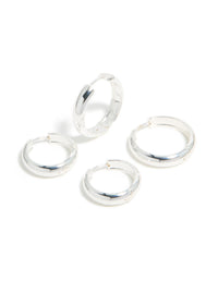 Waterproof Stainless Steel Thick Hoop Earrings 2-Pack - link has visual effect only