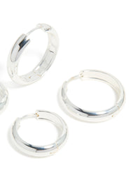 Waterproof Stainless Steel Thick Hoop Earrings 2-Pack - link has visual effect only