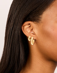 Waterproof Gold Plated Stainless Steel Thick Small & Large Hoop Earrings 2-Pack - link has visual effect only