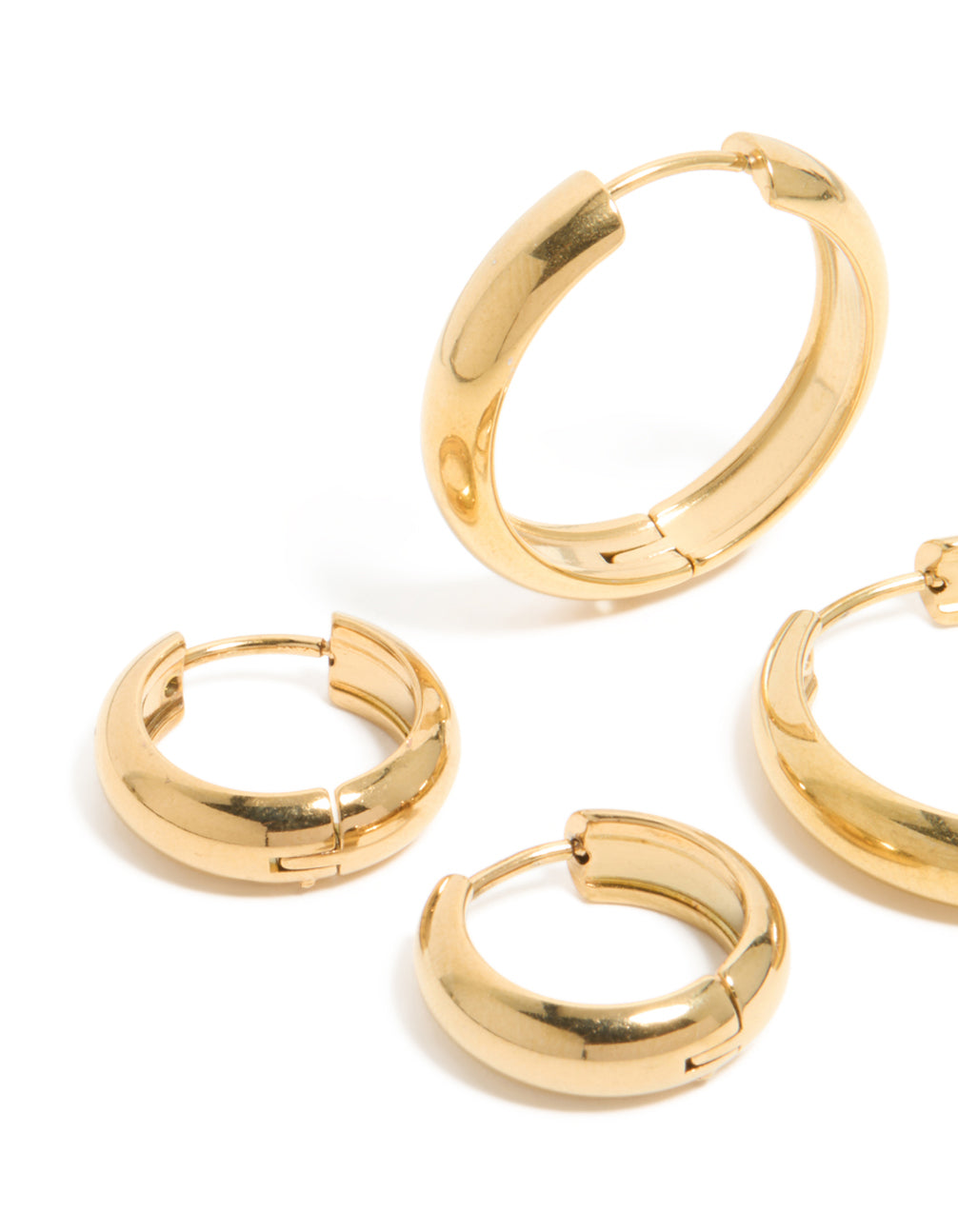 Waterproof Gold Plated Stainless Steel Thick Small & Large Hoop Earrings 2-Pack