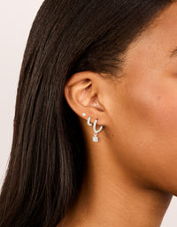 Waterproof Stainless Steel Cubic Zirconia Stud & Huggie Earrings 3-Pack - link has visual effect only