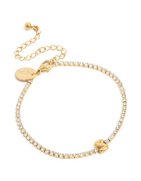 Waterproof Gold Plated Stainless Steel Cubic Zirconia Letter S Tennis Bracelet - link has visual effect only
