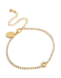 Waterproof Gold Plated Stainless Steel Cubic Zirconia Letter C Tennis Bracelet - link has visual effect only