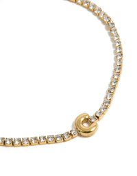 Waterproof Gold Plated Stainless Steel Cubic Zirconia Letter C Tennis Bracelet - link has visual effect only