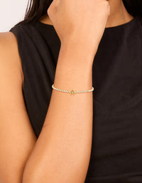 Waterproof Gold Plated Stainless Steel Cubic Zirconia Letter A Tennis Bracelet - link has visual effect only