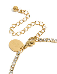 Waterproof Gold Plated Stainless Steel Cubic Zirconia Letter A Tennis Bracelet - link has visual effect only